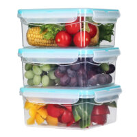 RoyalFay® Frischhaltedosen Set quadratisch 1,3L/0,68L/0,3L mit Clipdeckel Vorratsdosen-Set Kunststoff lebensmittelecht 100% dicht & auslaufsicher Spülmaschinen-, Mikrowellen- und Gefrierschrank-geeignet stapelbar